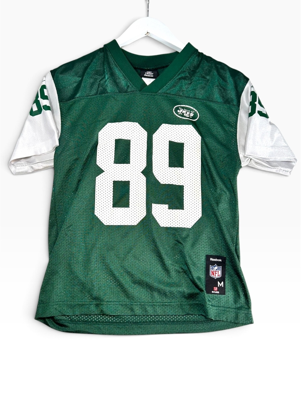 NFL NY Jets Jersey Youth M 10-12 Reebok Green Mesh #89 Cotchery Y2K